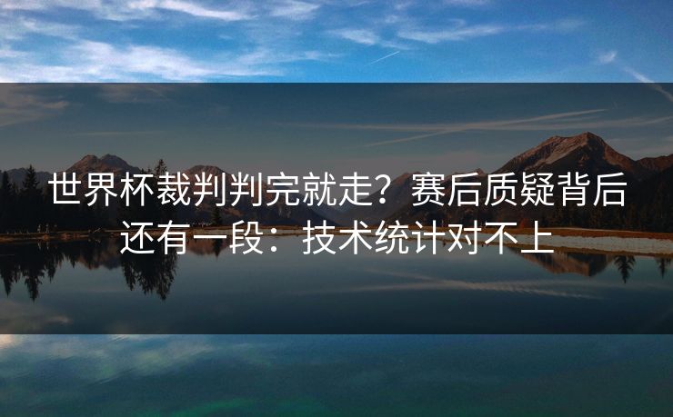 世界杯裁判判完就走?赛后质疑背后还有一段:技术统计对不上
